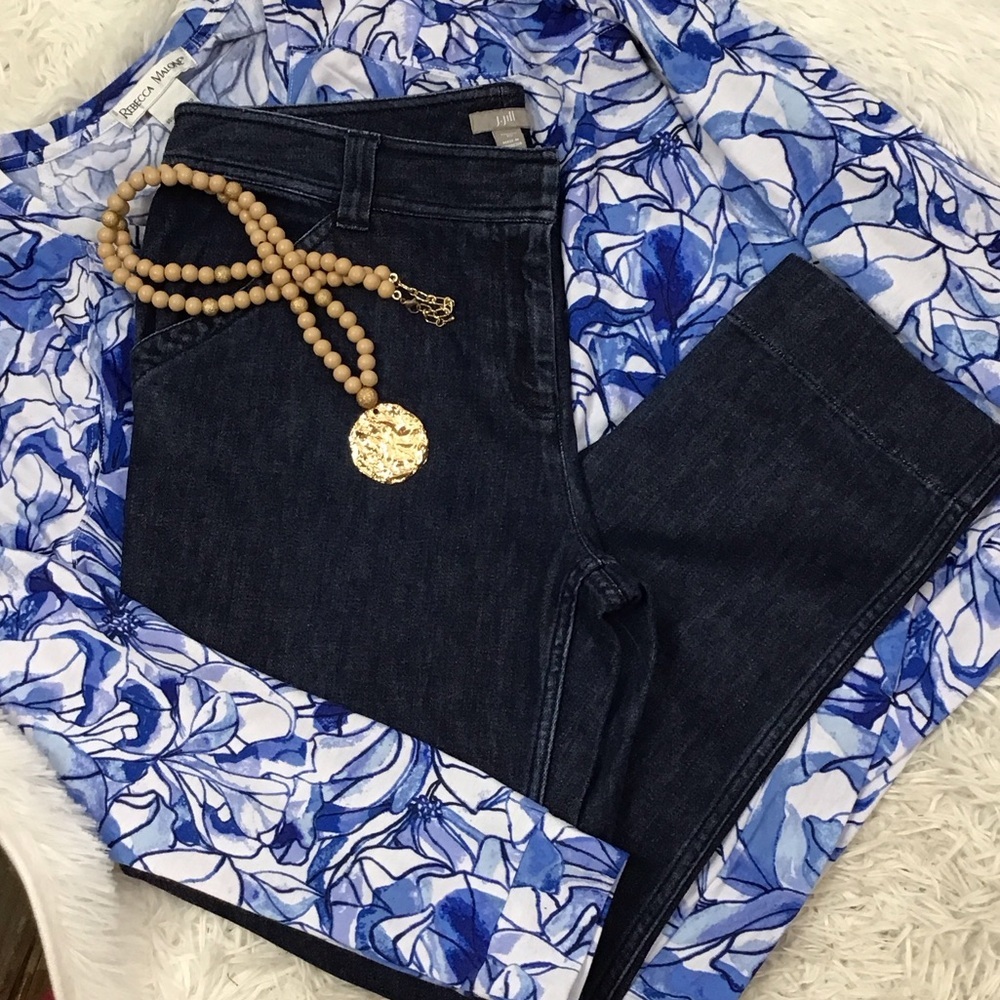 J. Jill Dark Indigo Straight leg cropped jeans 10